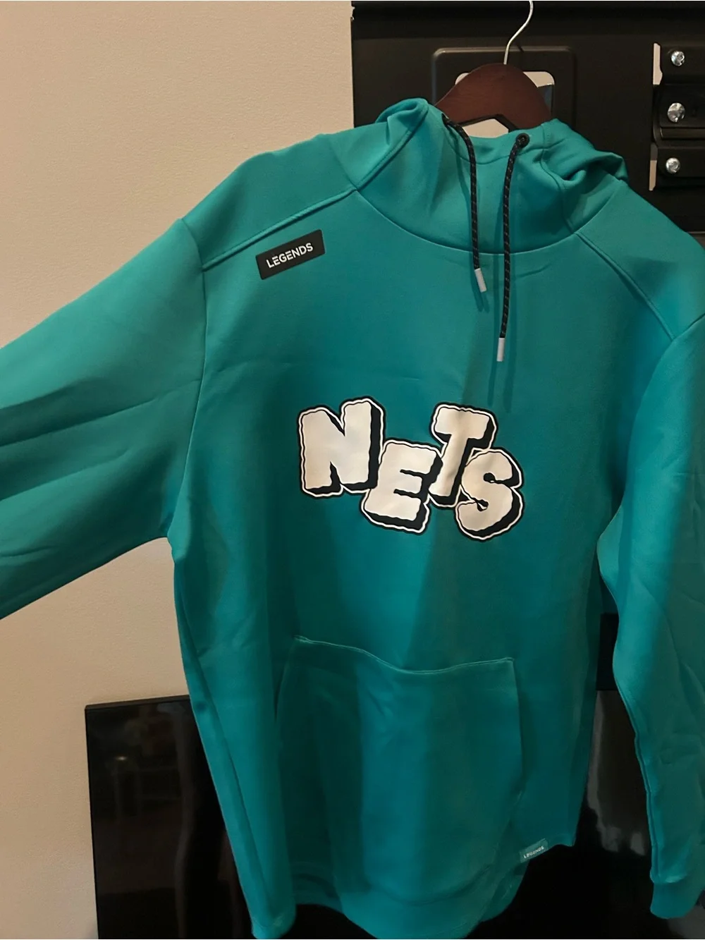 NBA Brooklyn Nets Graphic Teal Hooded Pullover - Men’s